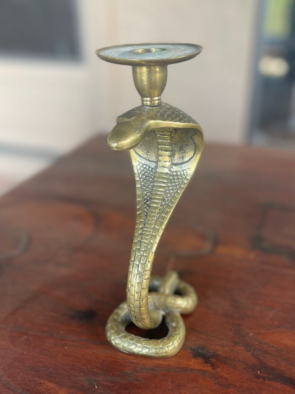 Mid Century Brass Cobra Candle Holder